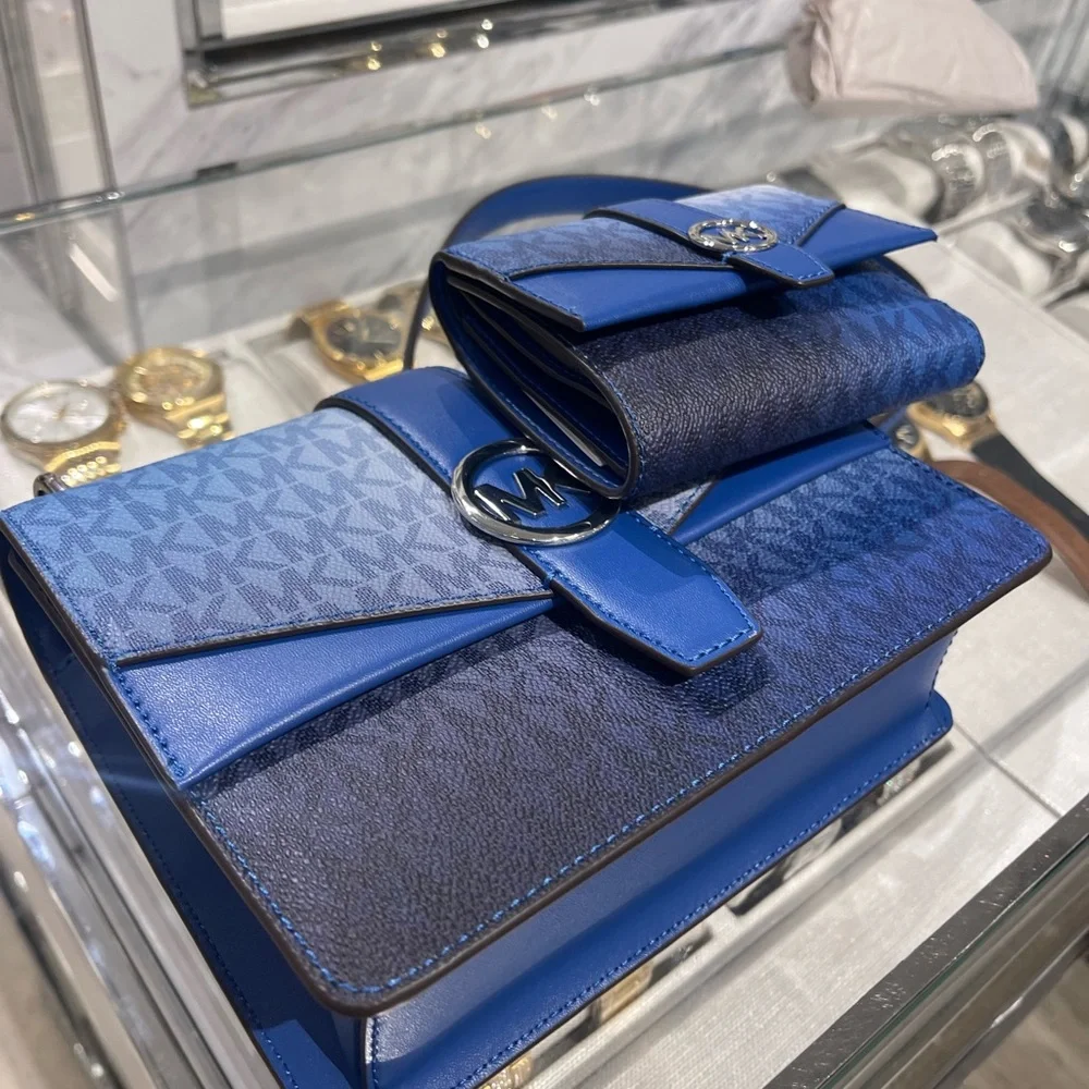 Michael Kors Greenwich Sm Color-Block Logo Flap Crossbody & Md Tri-Fold Wallet - Picture 9 of 16